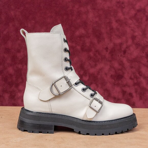 Dolce Vita Women Ronson Offwhite Leathe Lace-up Strap Combat Boots sz 7 - Picture 4 of 8